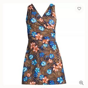 Land’s End Women's Tummy Control Surplice Wrap Swim Dress One Piece Size 10